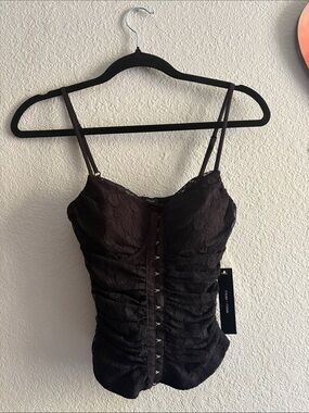 Moa Moa Black Lace Ruched Bustier Camisole